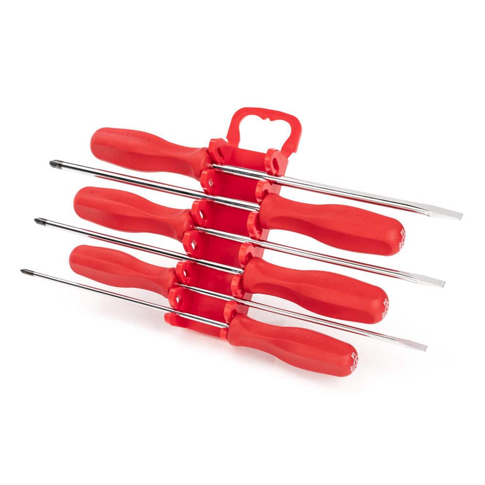 Screwdriver Sets; Screwdriver Types Included: Slotted; Phillips; Container Type: Plastic Holder; Finish: Chrome-Plated; Number Of Pieces: 6; Contents: #1-3 3/16-5/16