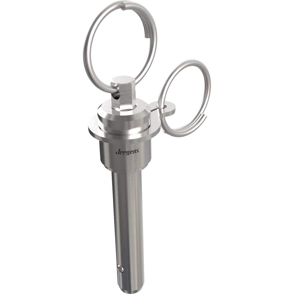 Ball Grip Quick-Release Pin: Ring Handle, 1/4″ Pin Dia, 4″ Usable Length 5.95″ OAL, 17-4 Stainless Steel, Stainless Steel Handle