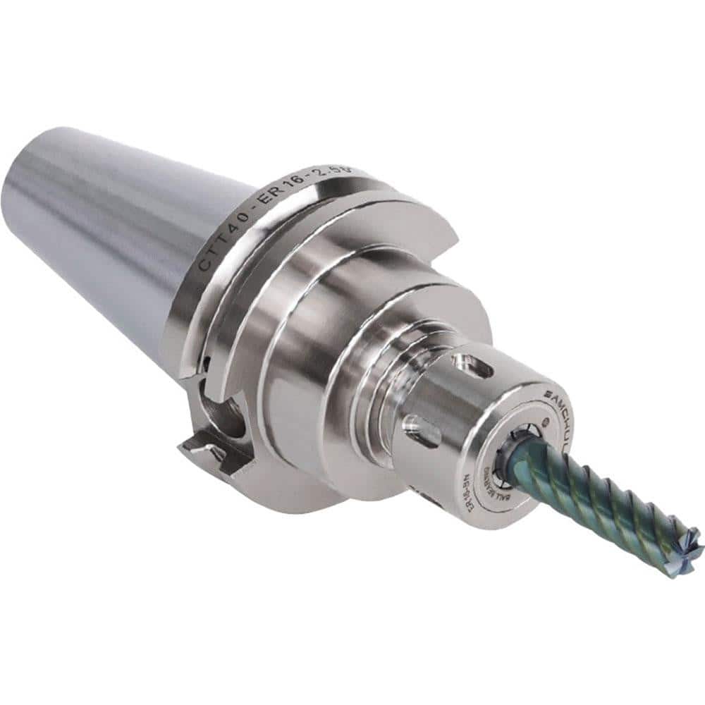 Collet Chuck: 0.039 to 0.394″ Capacity, ER Collet, Dual Contact Taper Shank 10″ Projection, Through Coolant
