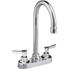Lavatory Faucets; Inlet Location: Back; Spout Type: Swivel Gooseneck; Rigid; Inlet Pipe Size: 0.5 in; Inlet Gender: Male; Maximum Flow Rate: 0.5; Mounting Centers: 4; Material: Cast Brass; Finish/Coating: Polished Chrome; Spout Height: 4 in; Minimum Order