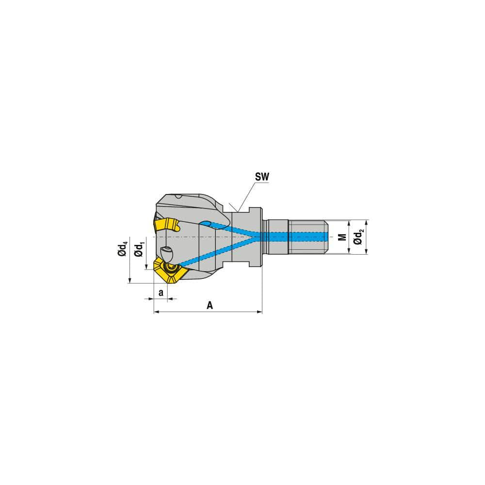 Indexable Chamfer & Angle End Mills; Minimum Cutting Diameter (mm): 20.00; Maximum Cutting Diameter (mm): 28.40; Lead Angle: 45; Maximum Depth of Cut (mm): 4.00; Compatible Insert Size Code: SDHT 0903; Shank Type: Modular Connection; Shank Diameter (mm):