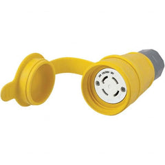 Locking Inlet: Connector, Industrial, Non-NEMA, 120 & 208V, Yellow Non-Grounding, 30A, Thermoplastic Elastomer, 4 Poles, 4 Wire
