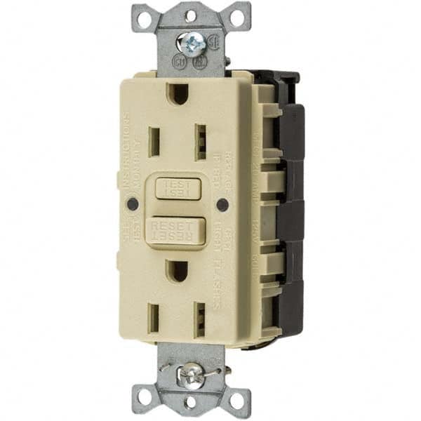 Hubbell Wiring Device-Kellems - GFCI Receptacles Grade: Commercial Color: Ivory - Exact Industrial Supply