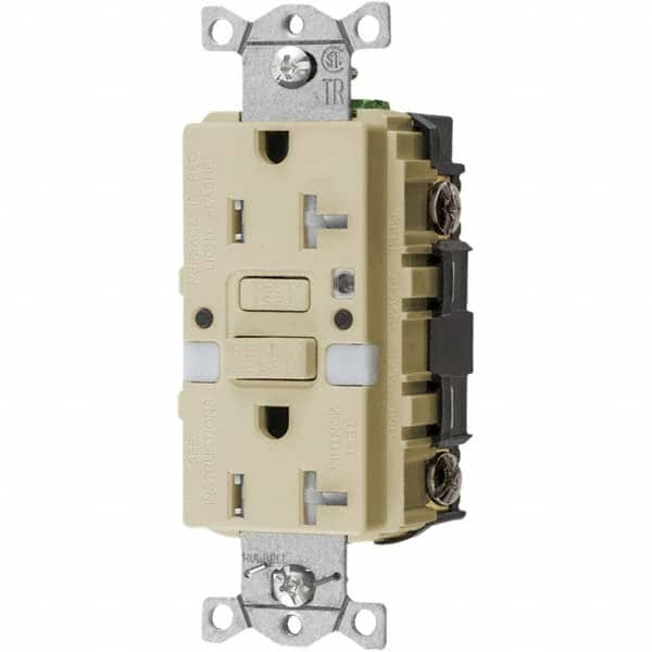 Hubbell Wiring Device-Kellems - GFCI Receptacles Grade: Commercial Color: Ivory - Exact Industrial Supply