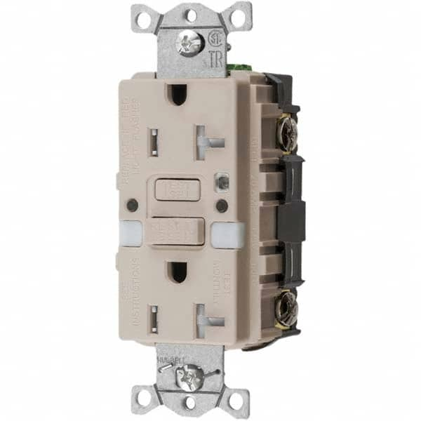 Hubbell Wiring Device-Kellems - GFCI Receptacles Grade: Commercial Color: Light Almond - Exact Industrial Supply