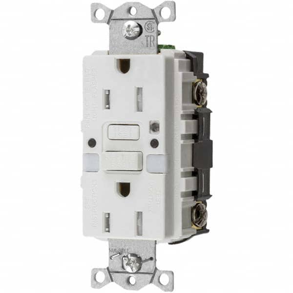 Hubbell Wiring Device-Kellems - GFCI Receptacles Grade: Commercial Color: White - Exact Industrial Supply