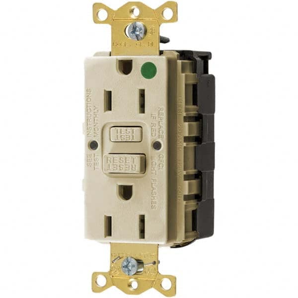 Hubbell Wiring Device-Kellems - GFCI Receptacles Grade: Hospital Color: Ivory - Exact Industrial Supply