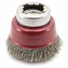Osborn - 2-1/2" Diam 5/8-11 Threaded Arbor Steel Fill Cup Brush - Exact Industrial Supply