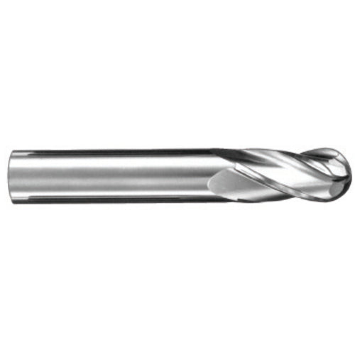 3/16″ Dia. × 3/16″ Shank × 5/8″ DOC × 2″ OAL, Carbide AlTiN, Spiral , 4 Flute, 30° Helix, Ballnose End Mill - Exact Industrial Supply