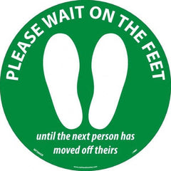 NMC - "Please Wait on the Feet Until the Next Person Has Moved Off Theirs" Adhesive-Backed Floor Sign - Exact Industrial Supply