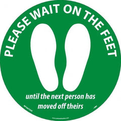 NMC - "Please Wait on the Feet Until the Next Person Has Moved Off Theirs" Adhesive-Backed Floor Sign - Exact Industrial Supply