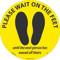 NMC - "Please Wait on the Feet Until the Next Person Has Moved Off Theirs" Adhesive-Backed Floor Sign - Exact Industrial Supply