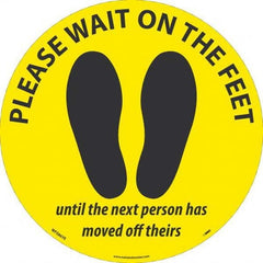 NMC - "Please Wait on the Feet Until the Next Person Has Moved Off Theirs" Adhesive-Backed Floor Sign - Exact Industrial Supply