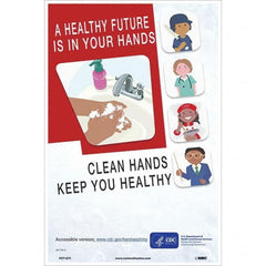 NMC - "Clean Hands Keep You Healthy", 18" High x 12" Wide, Vinyl Safety Sign - Exact Industrial Supply