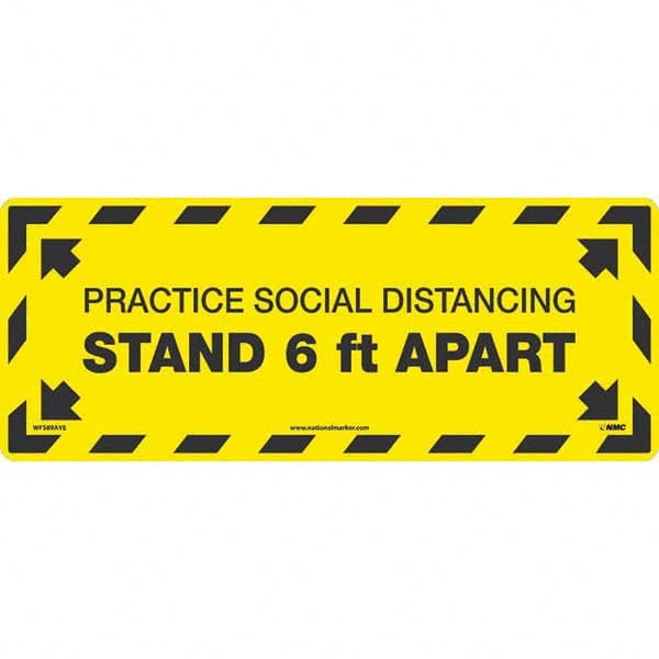 NMC - "Please Practice Social Distancing" Adhesive-Backed Floor Sign - Exact Industrial Supply