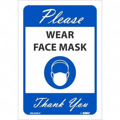 NMC - "Please Wear Face Mask Thank You", 10" High x 7" Wide, Pressure-Sensitive Vinyl Safety Sign - Exact Industrial Supply