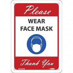 NMC - "Please Wear Face Mask Thank You", 10" High x 7" Wide, Rigid Plastic Safety Sign - Exact Industrial Supply