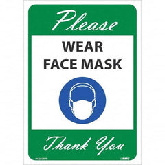 NMC - "Please Wear Face Mask Thank You", 14" High x 10" Wide, Pressure-Sensitive Vinyl Safety Sign - Exact Industrial Supply