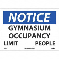 NMC - "Notice Gymnasium Occupancy Limit____People", 10" High x 14" Wide, Pressure-Sensitive Vinyl Safety Sign - Exact Industrial Supply