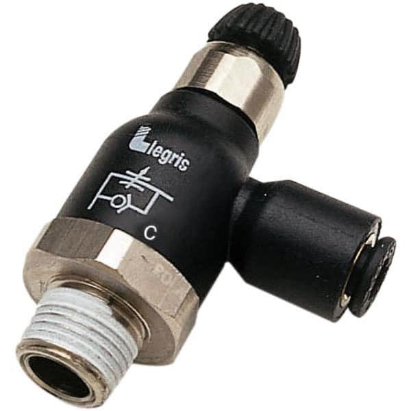 Legris - Speed & Flow Control Valves Valve Type: Compact Meter Out Flow Control Male Thread Size: 1/2 NPT - Exact Industrial Supply
