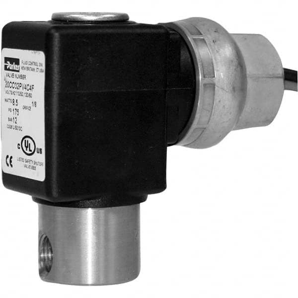 Parker - 24 VDC 1/8" NPT Port Stainless Steel Two-Way Direct Acting Solenoid Valve - Exact Industrial Supply