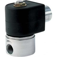 Parker - 24/60 VAC 1/4" NPT Port Brass Two-Way Direct Acting Solenoid Valve - Exact Industrial Supply