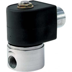 Parker - 24/60 VAC 1/4" NPT Port Stainless Steel Two-Way Direct Acting Solenoid Valve - Exact Industrial Supply