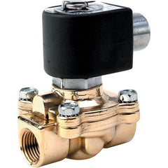 Parker - 24 VDC 3/4" NPT Port Brass Two-Way Internally Piloted Diaphragm Solenoid Valve - Exact Industrial Supply