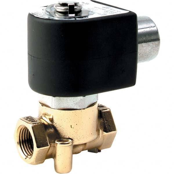 Parker - 24/60 VAC 3/8" NPT Port Brass Two-Way Direct Acting Solenoid Valve - Exact Industrial Supply