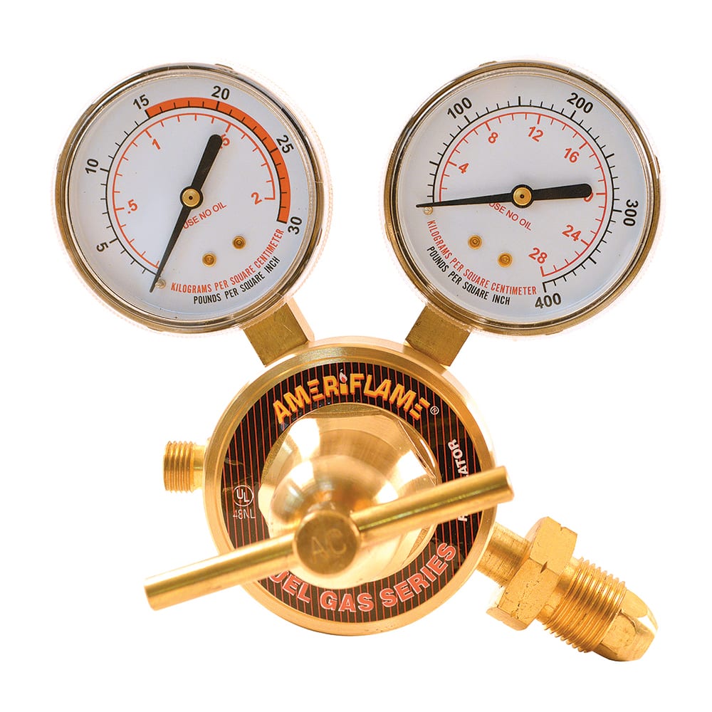 Value Collection - Welding Regulators; Gas Type: Acetylene ; CGA Inlet Connection: 510 ; Fitting Type: Male ; Maximum Pressure (psi): 400.00 ; Thread Size: 18 ; Rotation: Clockwise - Exact Industrial Supply