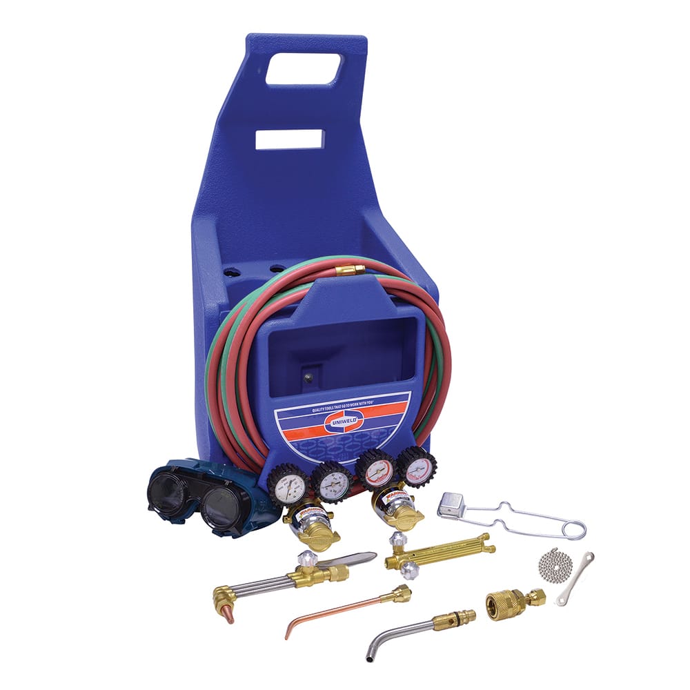 Made in USA - Oxygen/Acetylene Torch Kits; Type: Braze Maintenance Kit ; Maximum Cutting: 2 (Inch); Welding Capacity: 1/4 (Inch); Maximum Heating Capacity: 5600?F ; Contents: Welding Handle 71; Cutting Attachment CA100; Oxygen Regulator RO; Fuel Gas Regu - Exact Industrial Supply