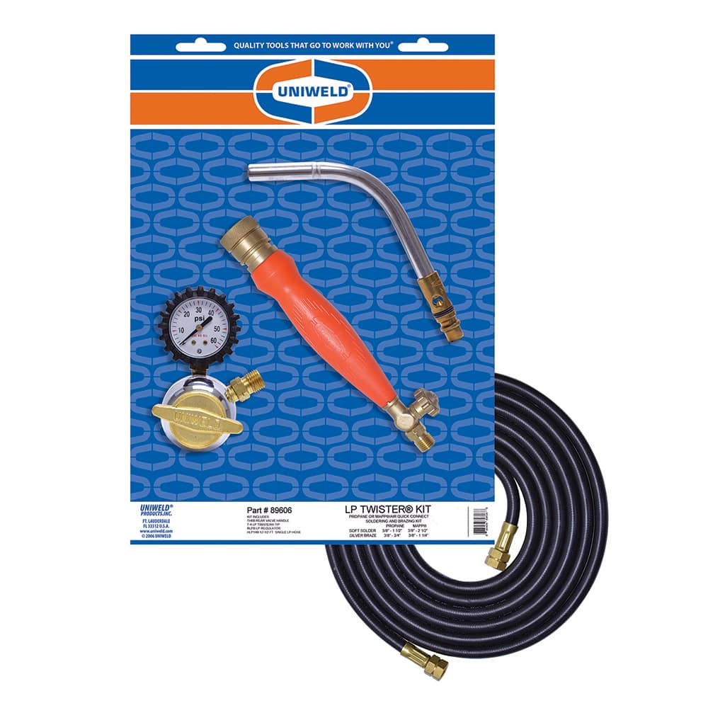 Made in USA - Propane & MAPP Torch Kits; Type: Air/LP ; Fuel Type: LP Gas ; Contents: Acetylene Regulator RLPB; Handle TH6B; Tips T-4; Hose HLP14 ; Contents: Acetylene Regulator RLPB; Handle TH6B; Tips T-4; Hose HLP14 ; Tip Number: T-4 ; PSC Code: 3433 - Exact Industrial Supply