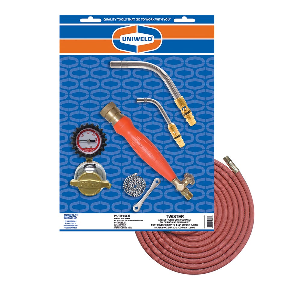 Made in USA - Propane & MAPP Torch Kits; Type: Air/Acetylene ; Fuel Type: Acetylene ; Contents: Acetylene Regulator RB; Handle TH6; Tips A-5, A-14; Acetylene Hose H12; Tank Key w/chain W05 ; Contents: Acetylene Regulator RB; Handle TH6; Tips A-5, A-14; A - Exact Industrial Supply