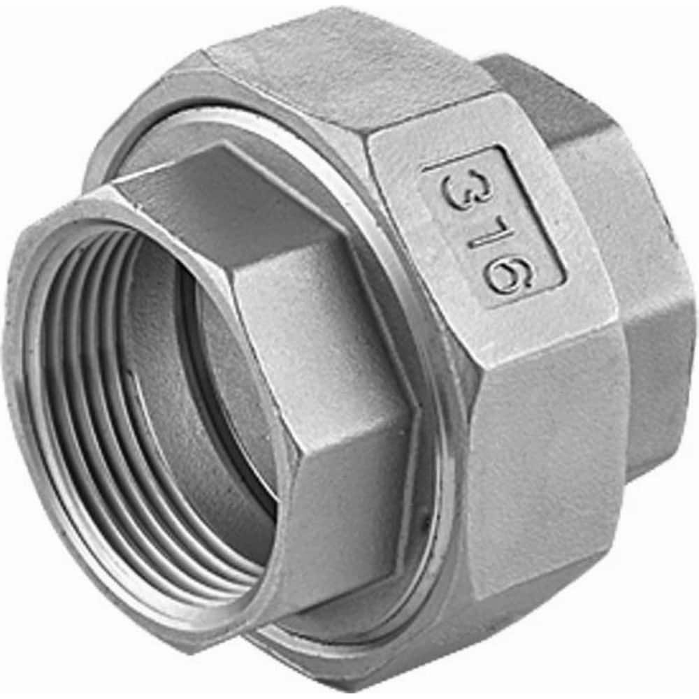 Guardian Worldwide - Stainless Steel Pipe Fittings; Type: Union ; Fitting Size: 4 ; End Connections: FNPT x FNPT ; Material Grade: 316 ; Pressure Rating (psi): 150 ; Length (Inch): 3.39 - Exact Industrial Supply