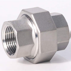 Guardian Worldwide - Stainless Steel Pipe Fittings; Type: Union ; Fitting Size: 2-1/2 ; End Connections: FNPT x FNPT ; Material Grade: 304 ; Pressure Rating (psi): 150 ; Length (Inch): 2.81 - Exact Industrial Supply
