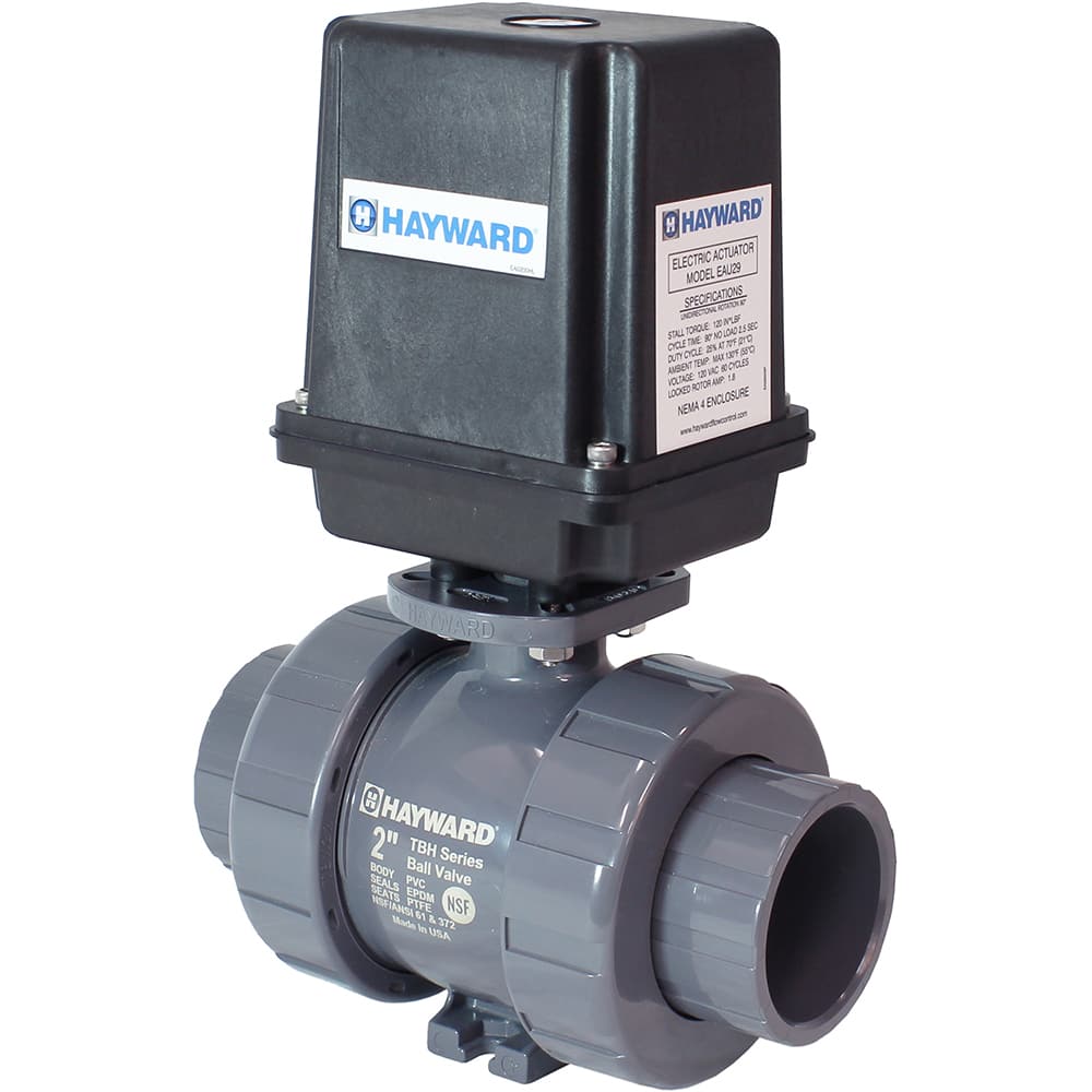 Hayward - Actuated Ball Valves; Actuator Type: Electric ; Pipe Size: 1 (Inch); Material: PVC ; Seal Material: EPDM ; Number of Pieces: 2.000 ; End Connections: Socket; Threaded - Exact Industrial Supply