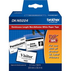 Brother - Labels, Ribbons & Tapes; Type: Label Tape ; Color: Black on White ; For Use With: Brother QL-1050; QL-1060N; QL-1100; QL-1110NWB; QL-500; QL-700; QL-710W; QL-720NW; QL-800; QL-810W; QL-820NWB; QL-1050N; QL-550; QL-570; QL-570VM; QL-580N; QL-650 - Exact Industrial Supply