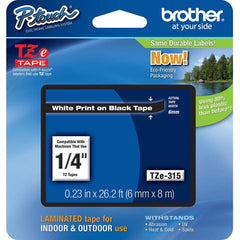 Brother - Labels, Ribbons & Tapes; Type: Label Tape ; Color: White on Black ; For Use With: GL-100; PT-1000; PT-1000BM; PT-1010; PT-1010B; PT-1010NB; PT-1010R; PT-1010S; PT-1090; PT-1090BK; PT-1100; PT-1100SB; PT-1100SBVP; PT-1100ST; PT-1120; PT-1130; PT - Exact Industrial Supply