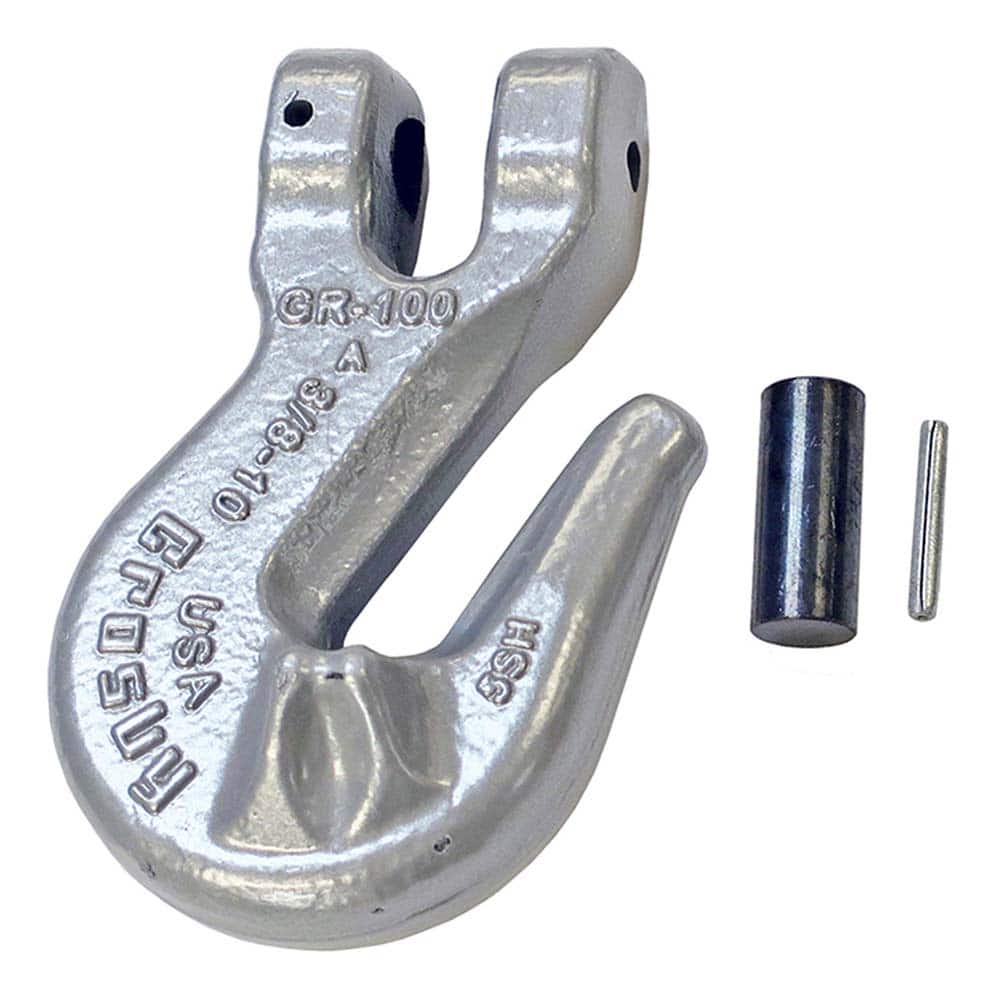 Crosby - Clevis Hooks; Chain Diameter (Inch): 3/8 ; Chain Grade: 100 ; Load Capacity (Lb.): 8800.000 ; Material: Alloy Steel ; Reach (Inch): 2-37/64 ; Clevis Inside Diameter (Inch): 0.48
