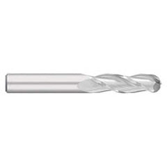 Ball End Mill: 0.125″ Dia, 0.75″ LOC, 3 Flute, Solid Carbide 2-1/4″ OAL, 1/8″ Shank Dia, 30 ° Helix, Uncoated, Single End