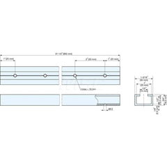 Linear Motion Systems; Type: Guide Rail; Overall Width (mm): 30.0000; Overall Length (mm): 800.0000; Bolt Hole Spacing: 50.0000; Height (mm): 18.3000; Rail Bolt Hole Size: 16.00