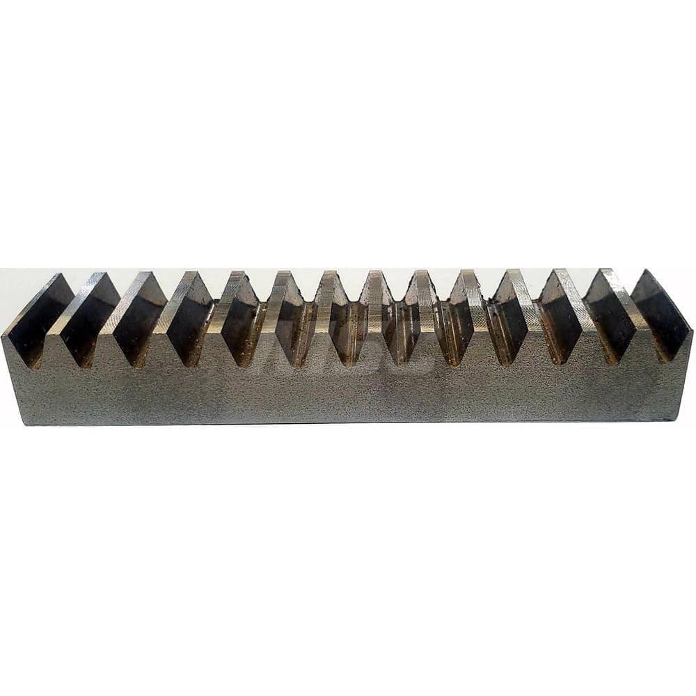 10mm Face Width 4' Long 1018/12L14 Steel Gear Rack 1 Pitch, 20° Pressure Angle, Square