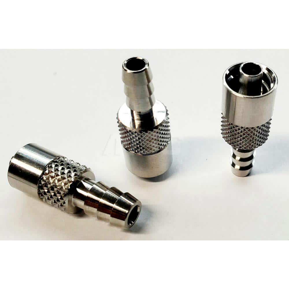 Medical Tubing Connectors & Fittings; Connector Type: Male Luer Lock to Barb; Material: 316 Stainless Steel; Inlet A Inside Diameter (Inch): 0.14; Inlet B Inside Diameter (Inch): 0.15; Application: For Many Laboratories; Color: Silver