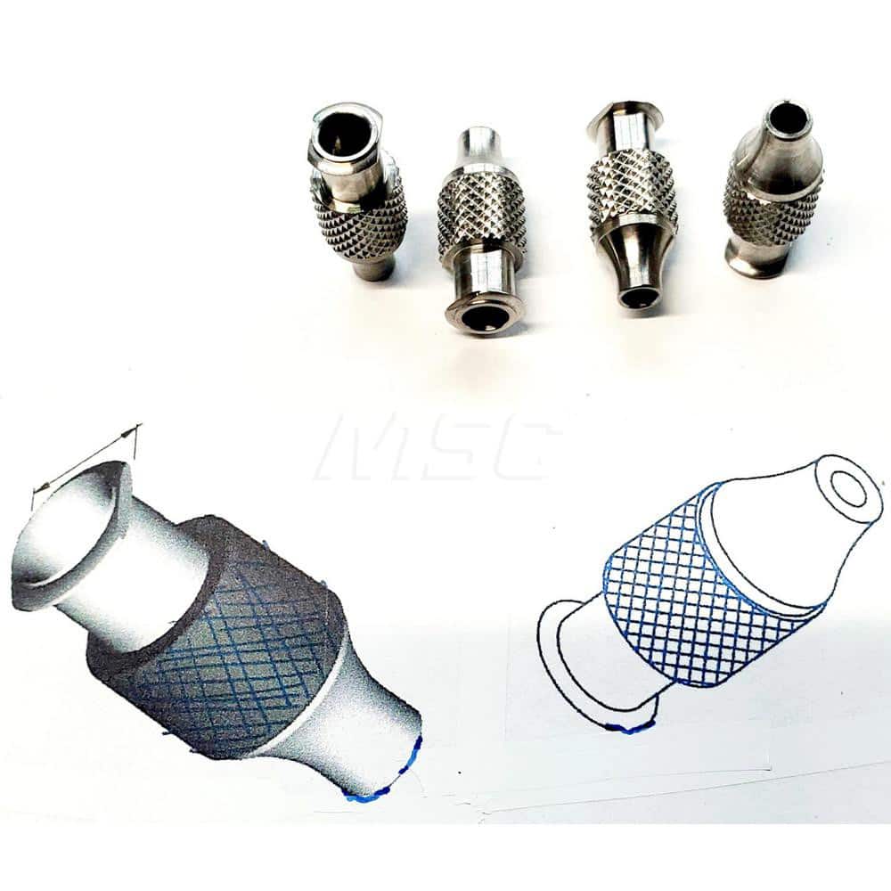 Medical Tubing Connectors & Fittings; Connector Type: Female Luer Lock to Tapered Nose; Material: 316 Stainless Steel; Application: For Many Laboratories; Color: Silver