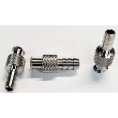 Medical Tubing Connectors & Fittings; Connector Type: Female Luer Lock to Barb; Material: 303 Stainless Steel; Inlet A Inside Diameter (Inch): 0.1; Inlet B Inside Diameter (Inch): 0.11; Application: For Many Laboratories; Color: Silver