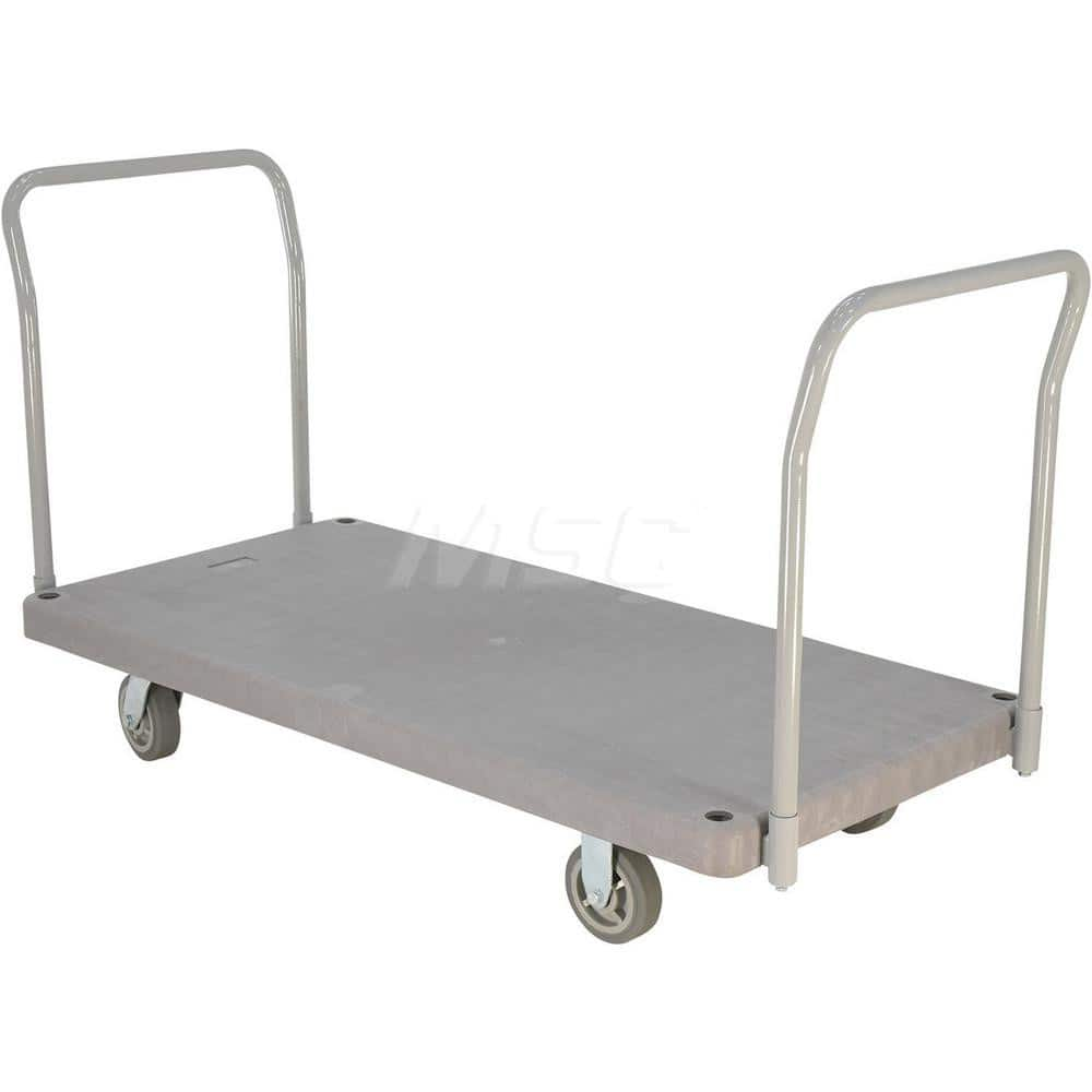 Platform Truck: 2,000 lb Capacity, Plastic Platform, 60″ Platform Length, 10″ Platform Height 6 x 2″ Rigid & Swivel Polyurethane Casters