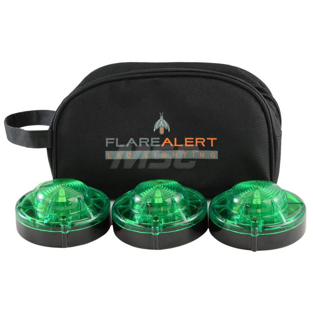 Road Safety Lights & Flares; Type: 1.0 Watt Road Flare Kit; Bulb Type: LED; Bulb/Flare Color: Green; Body Material: Polycarbonate; Battery Size: AA