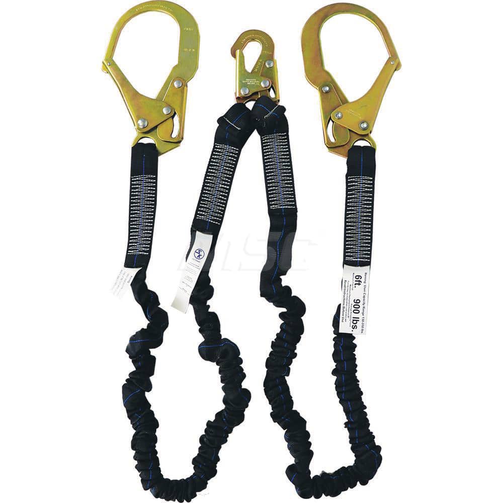 Lanyards & Lifelines; Load Capacity: 310 lb; Construction Type: Webbing; Harness Type: Fall Arrest; Lanyard End Connection: Snap Hook; Anchorage End Connection: Rebar Hook; Length Ft.: 6.00