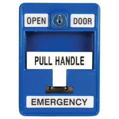 Pushbutton Control Stations; Control Station Type: Emergency Pull Station; Number of Operators: 1; Legend Markings: Pull Start; Switch Action: SPDT; Contact Configuration: SPDT; Operator Type: Handle; Color: Blue; Overall Height (mm): 5; Overall Width (De