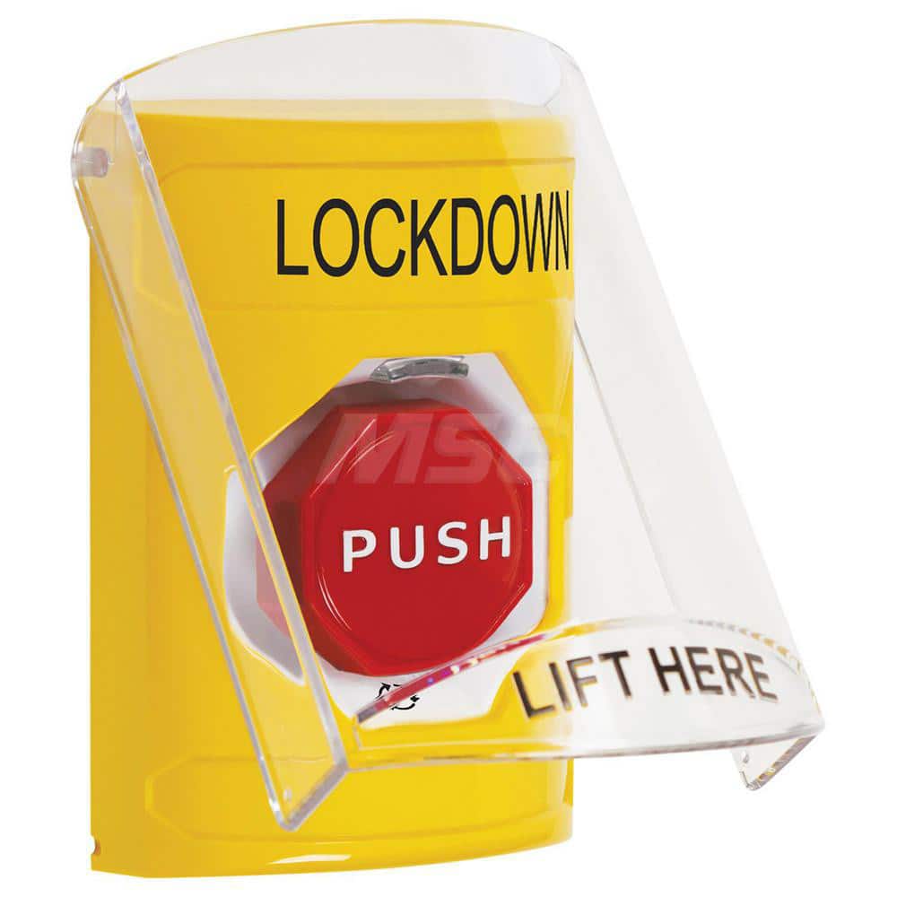 Pushbutton Switches; Switch Type: Push Button; Pushbutton Type: Turn-to-Reset Button; Pushbutton Shape: Round; Pushbutton Color: Red; Operator Illumination: Illuminated; Amperage (mA): 10; Contact Form: 1NO/1NC; Standards Met: ADA Compliant; UL/cUL Listed